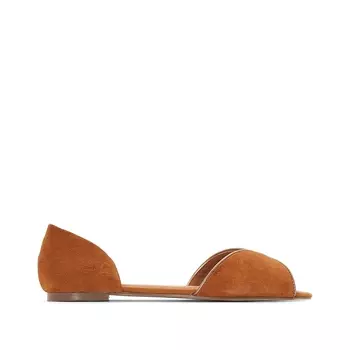 Балетки кожаные с открытым мыском 38-45