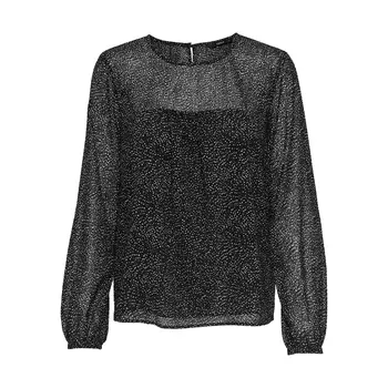 Блуза с круглым вырезом в горошек, длинные рукава