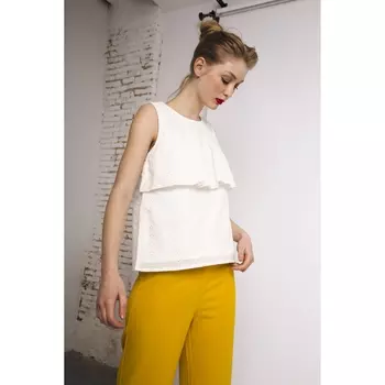 Блузка без рукавов с английским шитьём