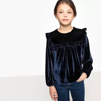 Блузка из велюра с воланами 3-12 лет
