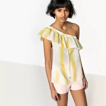 Блузка с асимметричной проймой без рукавов