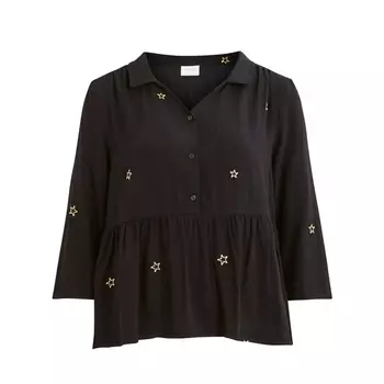 Блузка с баской и вышитым рисунком звезды