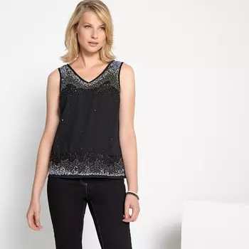 Блузка с блестками и V-образным вырезом