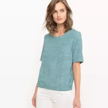 Блузка с графическим рисунком и эластичным поясом