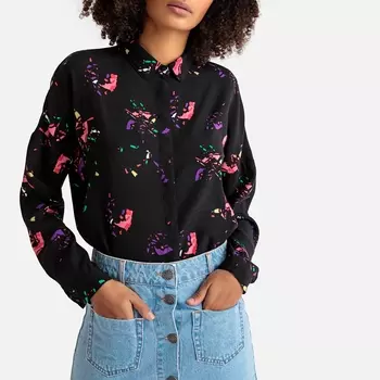 Блузка с графическим рисунком и длинными рукавами