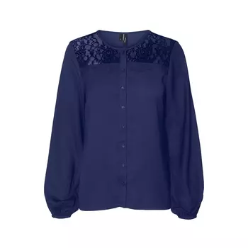 Блузка с круглым вырезом и длинными рукавами