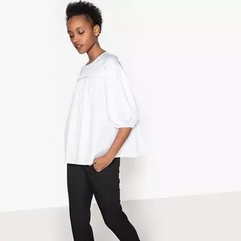 Блузка с круглым вырезом и рукавами с напуском