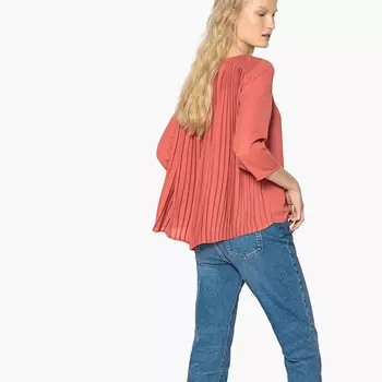 Блузка с круглым вырезом с вышивкой, рукава 3/4