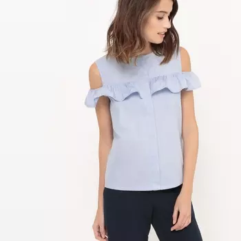 Блузка с открытыми плечами с воланами