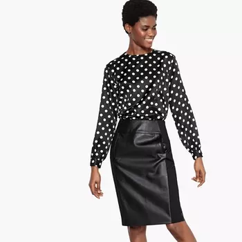 Блузка с принтом из шелка и хлопка с длинными рукавами