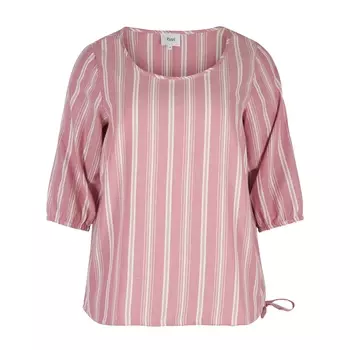 Блузка с рисунком в полоску, круглым вырезом и рукавами 3/4