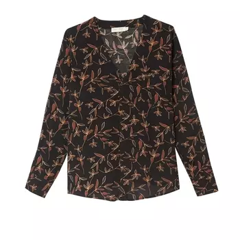 Блузка с V-образным вырезом, цветочным рисунком и длинными рукавами