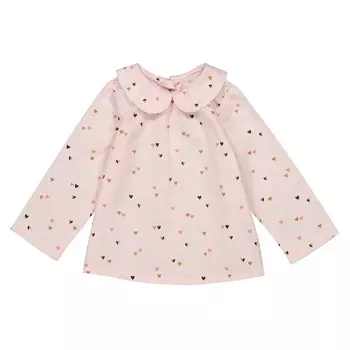 Блузка с закругленным отложным воротником и длинными рукавами, 1 мес. - 3 года