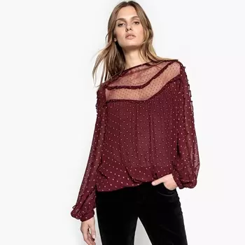 Блузка с золотистой отделкой и с напускными рукавами