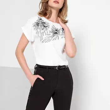 Блузка со стразами и блестками с короткими рукавами