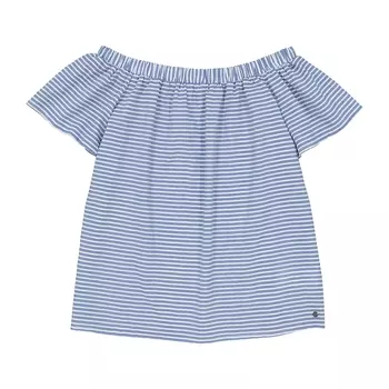 Блузка в полоску, открытые плечи, короткие рукава