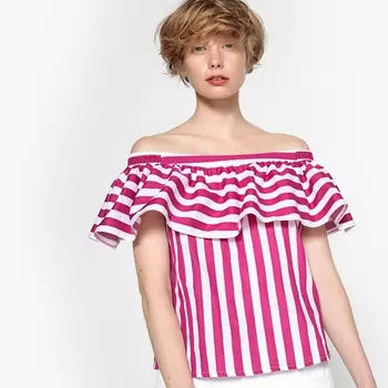 Блузка в полоску с короткими рукавами