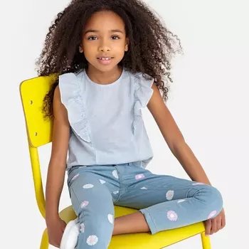 Блузка в полоску с воланами, 3-12 лет