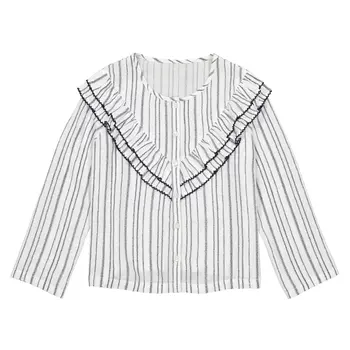 Блузка в полоску с воланами, 3-12 лет