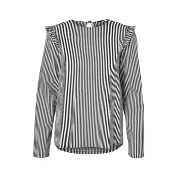Блузка в полоску, верх рукавов с воланами