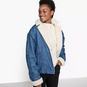 Блузон из денима на подкладке из шерпы