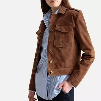 Блузон из кожи на пуговицах