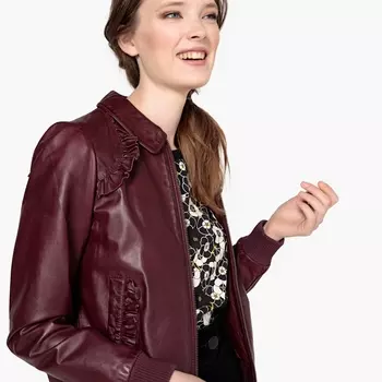 Блузон из овечьей кожи с воланом