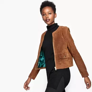 Блузон короткий из велюровой кожи