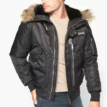 Блузон короткий с капюшоном, зимняя модель