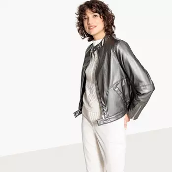 Блузон на молниях из искусственной кожи