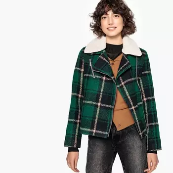 Блузон в клетку из полушерстяной ткани