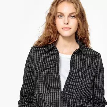 Блузон в клетку на молнии