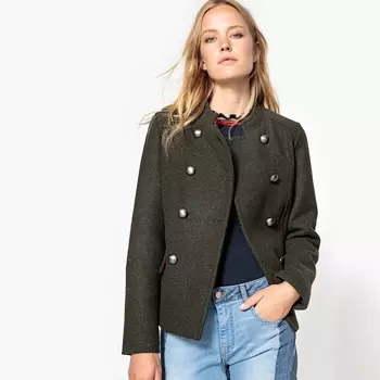 Блузон в стиле милитари из смесовой шерсти