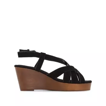 Босоножки кожаные на танкетке из дерева, подходят для широкой стопы, размеры 38-45