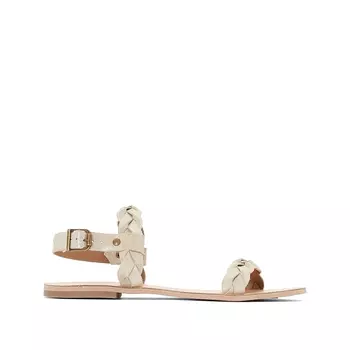 Босоножки кожаные с плетеным ремешком