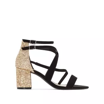 Босоножки на каблуке с блестками