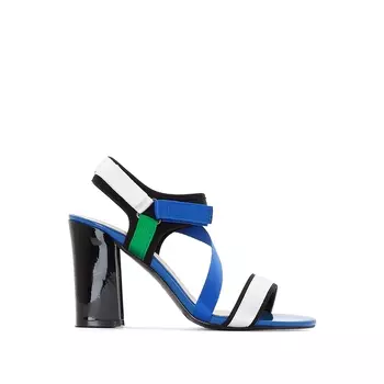 Босоножки с асимметричным ремешком на планке-велкро