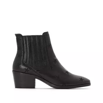 Ботильоны-челси кожаные на среднем каблуке с деталями в виде звезд