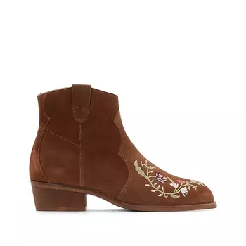 Ботильоны из кожи с вышивкой