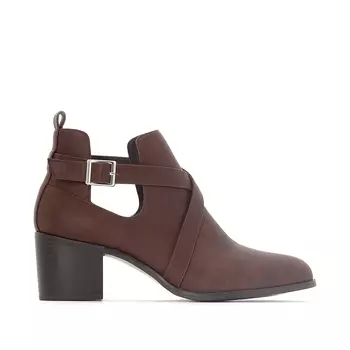 Ботильоны кат-аут на каблуке для широкой стопы, размеры 38-45