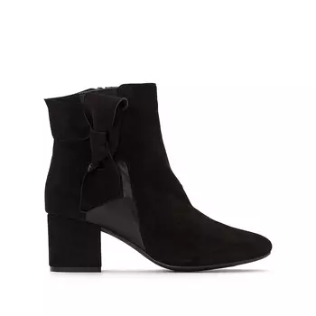 Ботильоны кожаные из двух материалов с бантом