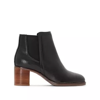 Ботильоны кожаные на высоком каблуке