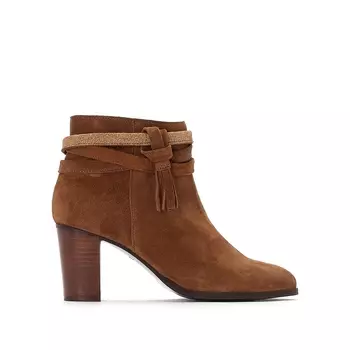 Ботильоны кожаные с ремешком с пайетками