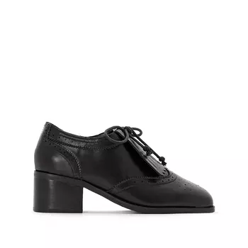 Ботинки-дерби с бахромой на среднем каблуке