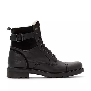 Ботинки из кожи на меху и шнуровке