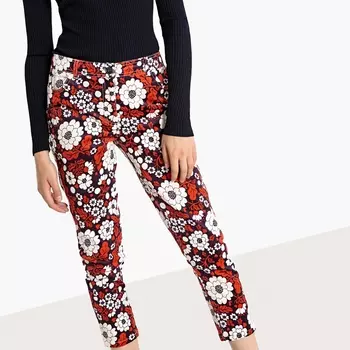 Брюки 7/8, с рисунком из велюра