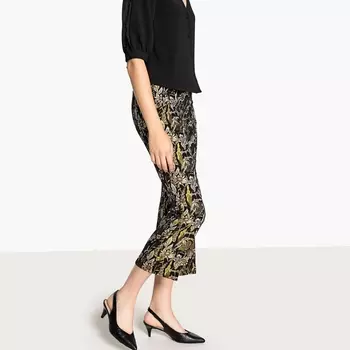 Брюки буткат из жаккардовой ткани, длина 7/8