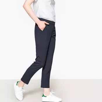 Брюки-дудочки, 7/8, с жаккардовым рисунком в горошек