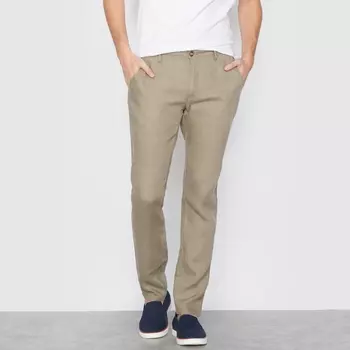 Брюки прямого покроя, 100% льна