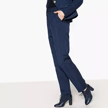 Брюки прямого покроя, вышивка по бокам